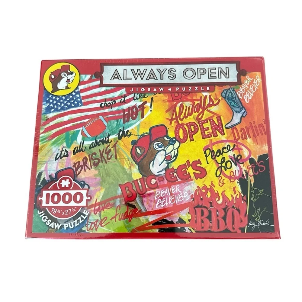 Buc-ee’s Always Open 1000 Piece Jigsaw Puzzle Kelly O’Neal Art New Sealed